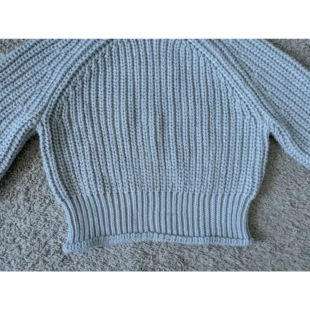 NWT H&M Thick Knit Sweater Women S Gray Chunky Balloon Sleeves Mock Neck